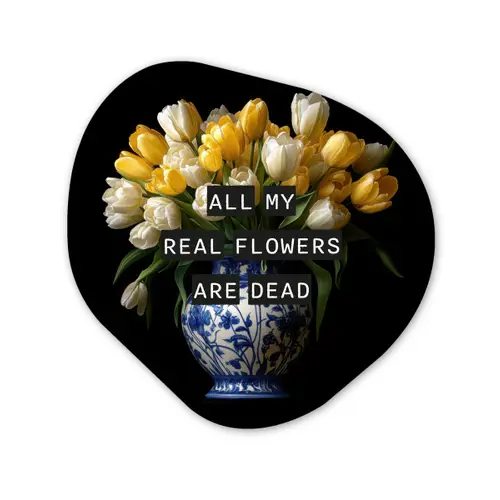 Quotes - Bloem - Tulp - Geel Wandcirkel Organisch Plexiglas middel -3d