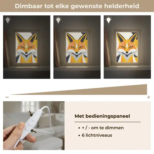 Vos - Oranje - Abstract - Driehoeken Light Box met kabel (Tafellamp) klein -USP_dimbaarNL