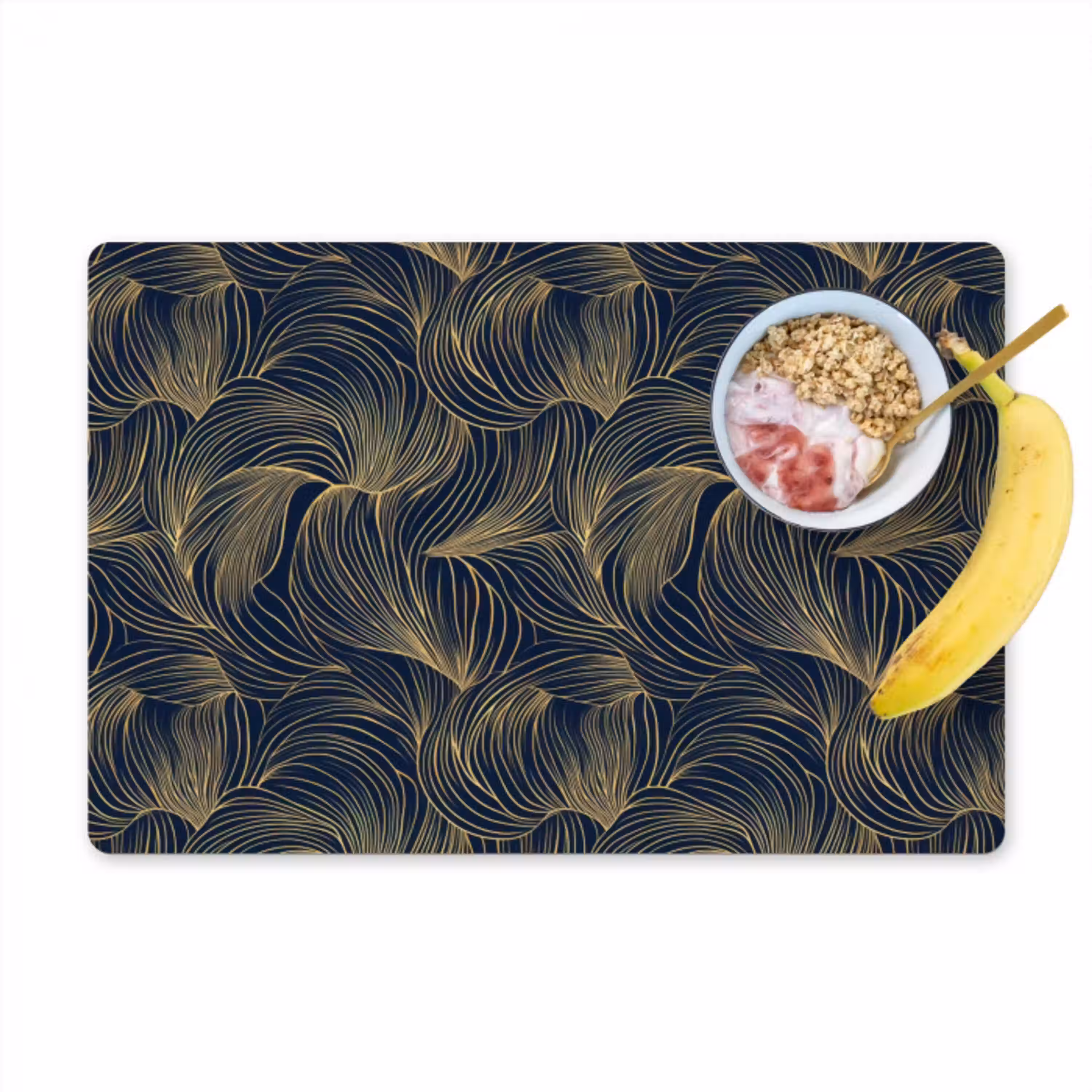 Abstract - Lijnen - Blauw - Goud Placemat vinyl groot 368 -zzzproduct_Kitchenyeah-website