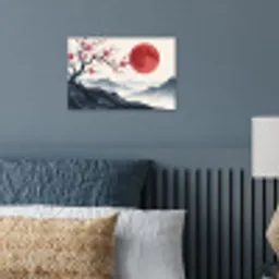 Kersenbloesem - Oosters - Rood poster papier klein -sfeer2