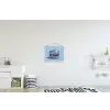Glitters - Hamburger - Blauw textielposter latten blank klein -kinderkamer