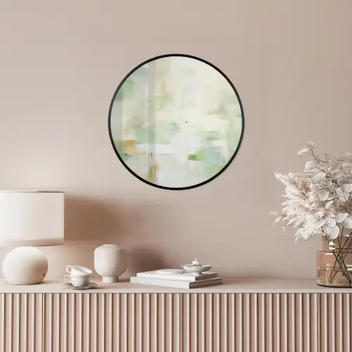 Abstract - Kunst - Wit - Groen - Modern Fotolijst rond zonder passe partout klein -sfeer3