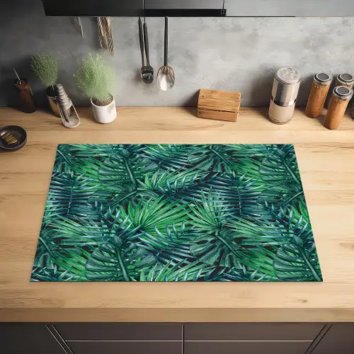 Blauw - Palmbladeren - Afsnijding Inductie beschermer vinyl 3mm klein 276 -sfeer5