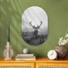 Hert - Mistig - Zwart - Wit Wandcirkel Ovaal Forex klein -sfeer2