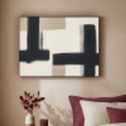 Zwart - Abstract - Japandi Textielframe zwart klein -sfeer1