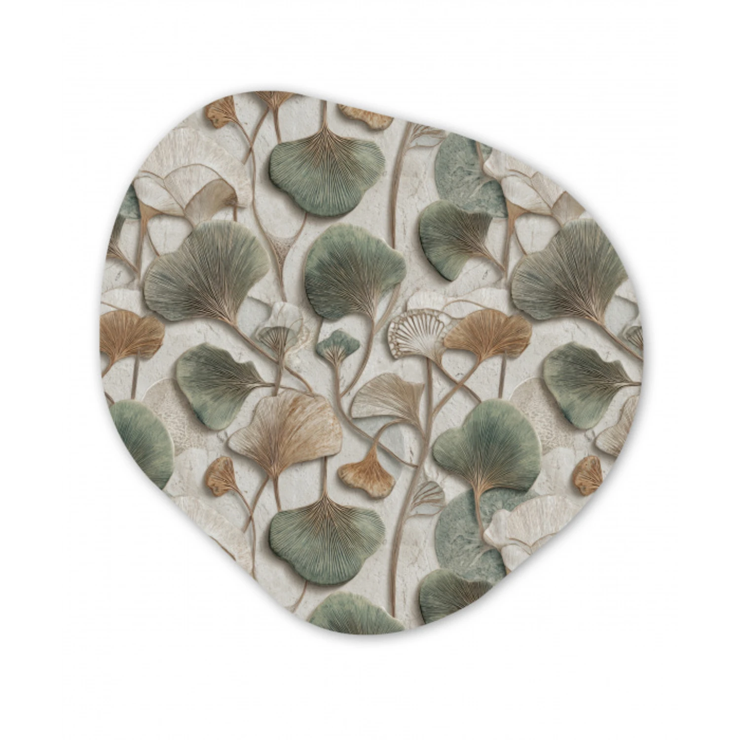 Elegant - Bladeren - Groen Wandcirkel Organisch Aluminium middel 851 -3d