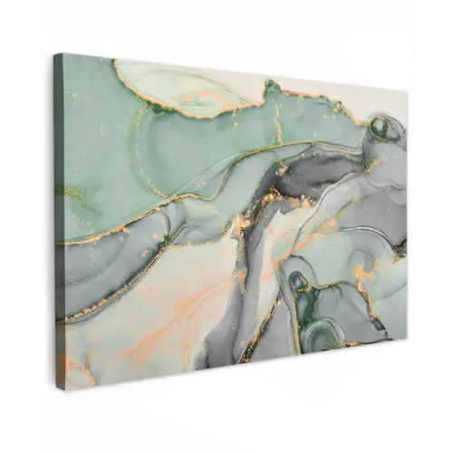 Goud - Marmer - Groen - luxe - Glitter - Marmerlook canvas 2cm klein -z3d