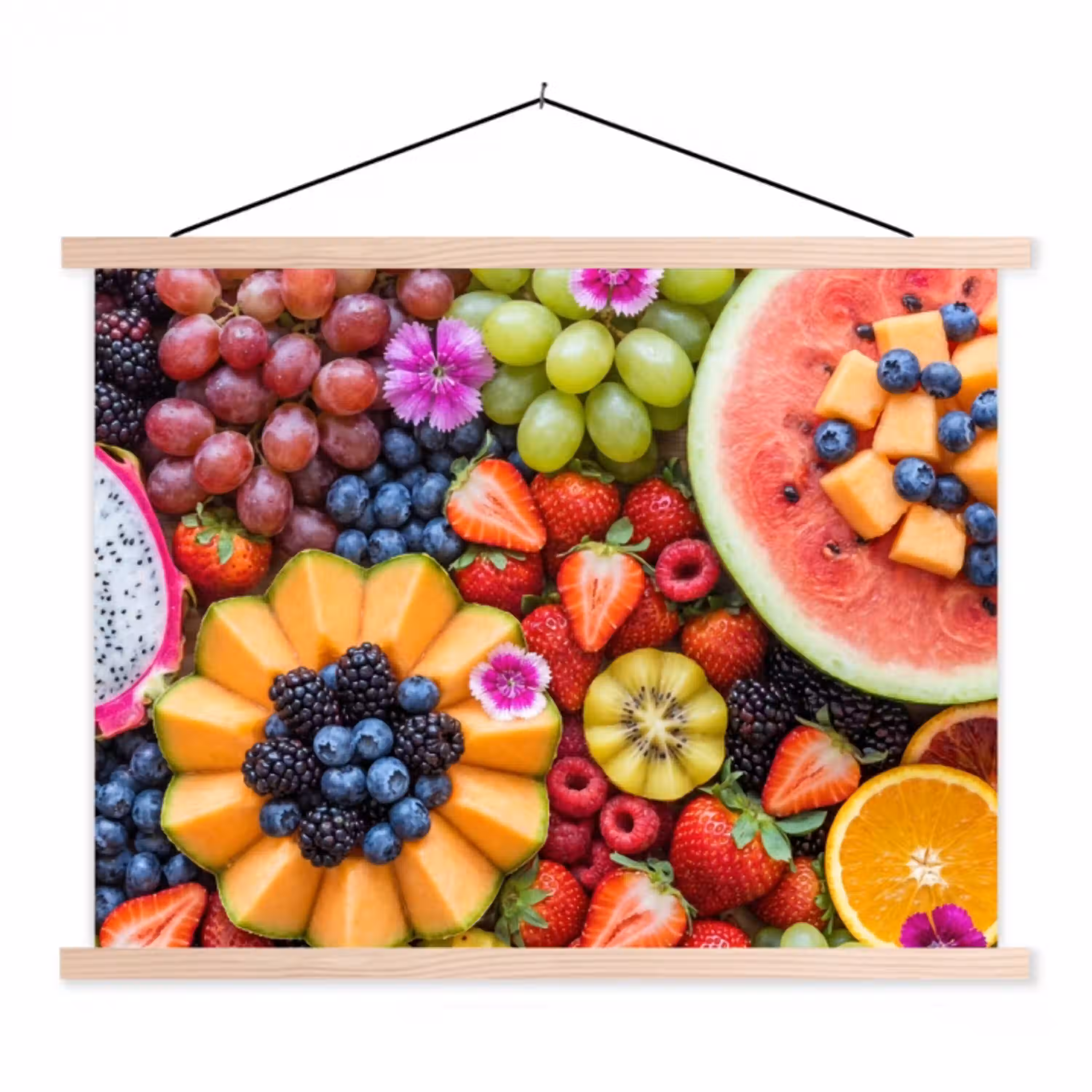 Fruit - Vers - Variatie - Eten - Kleurrijk textielposter latten blank klein -3d
