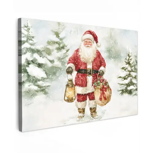 Kerstman- Winter - Sneeuw - Wit - Rood canvas 2cm klein -z3d