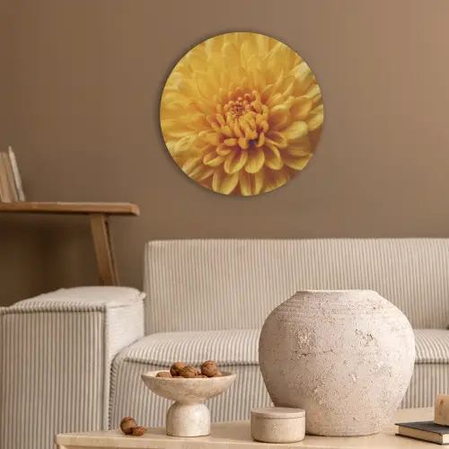 Geel - Chrysant - Zachtheid Akoestische PET Vilt - Rond klein -sfeer1