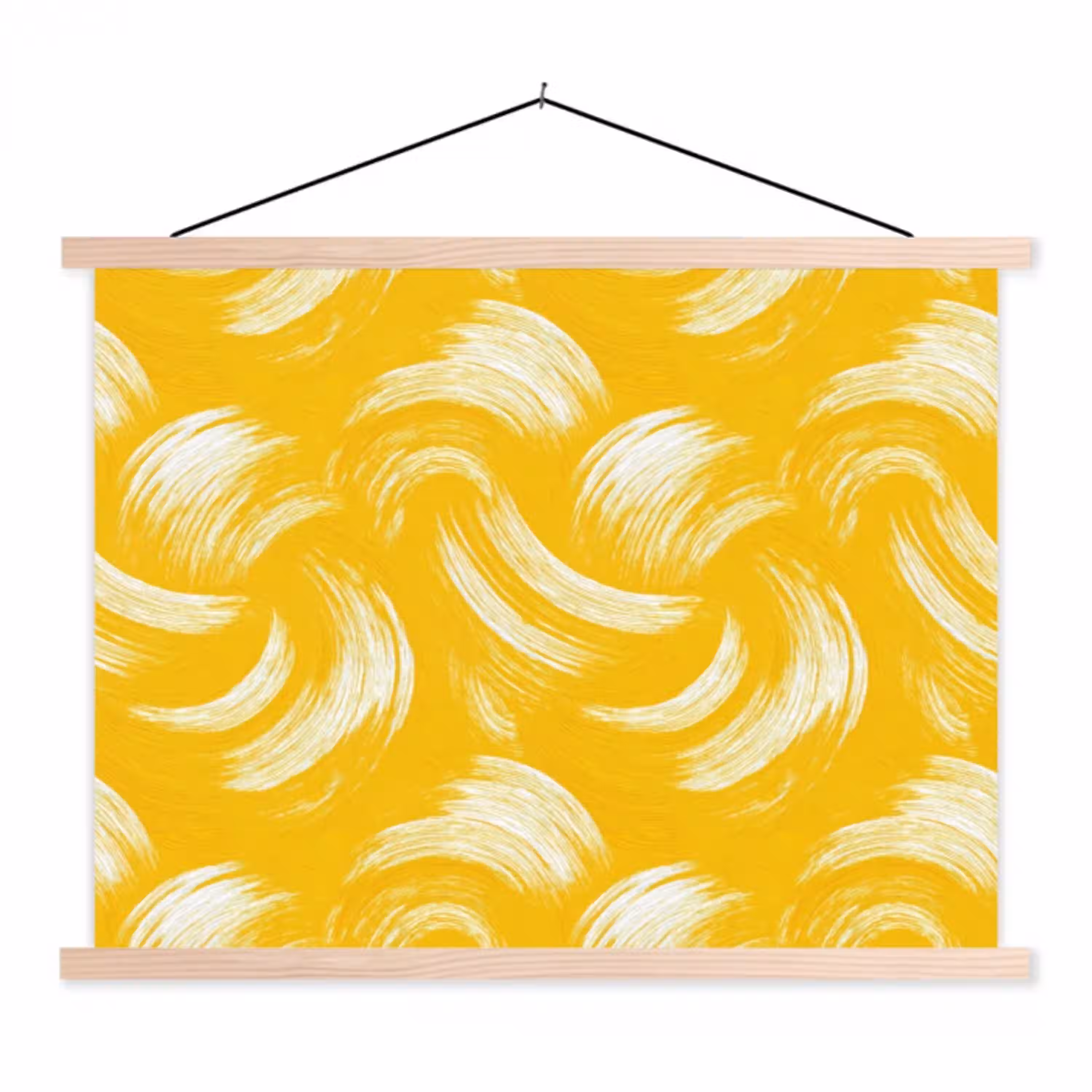 Verfstreken - Abstract - Dynamisch - Geel textielposter latten blank klein 122 -3d