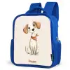 Bruin gevlekte pup op een beige achtergrond Kinderrugzak - Blauw middel -schuin