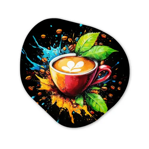 Koffie - Graffiti - Drinken - Abstract Wandcirkel Organisch Plexiglas middel -3d
