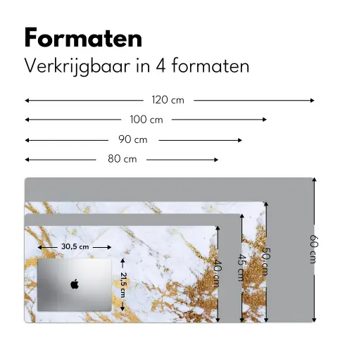 Marmer - Goud - Wit - Luxe - Marmerlook - Glitter Muismat XXL klein -sfeer5
