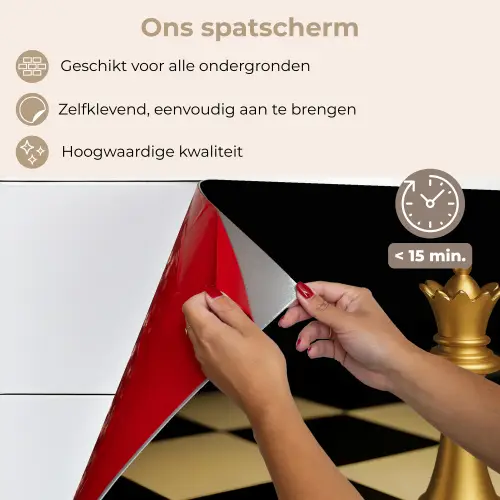 Koningin - Schaakstuk - Geblokt - Goud keuken achterwand spatscherm klein -spatscherm_NL