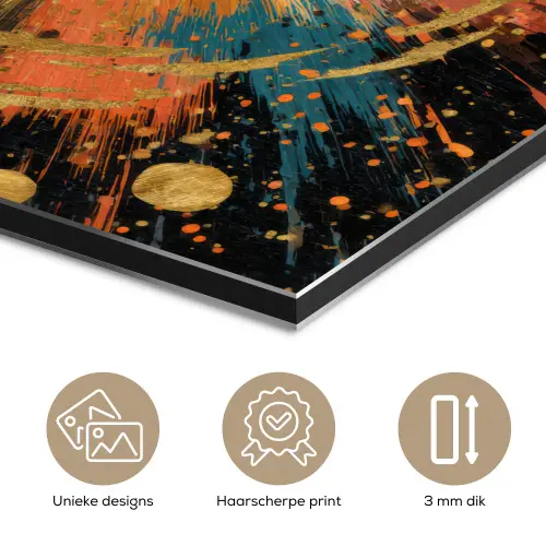 Explosie - Verfstructuur - Goud - Abstract aluminium wit klein -closeup_NL