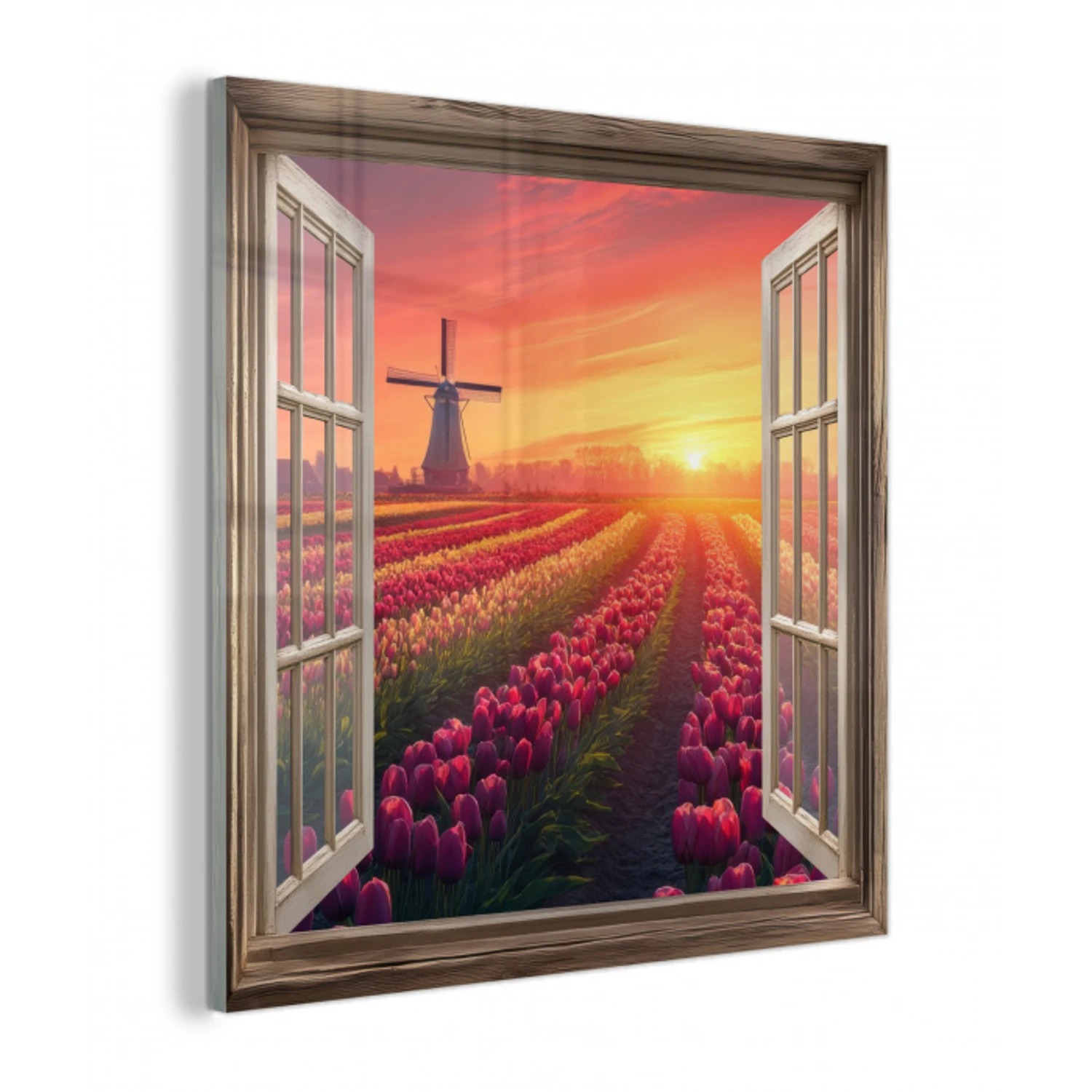 Doorkijk - Tulpen - Zonsondergang - Bloemen - Kleurrijk plexiglas 5mm klein -z3d