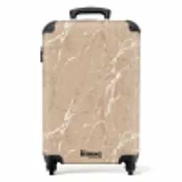 Beige - Marmer - Organisch - Wit NBS - Handbagage koffer - Volwassenen Unisex middel -productfoto_recht
