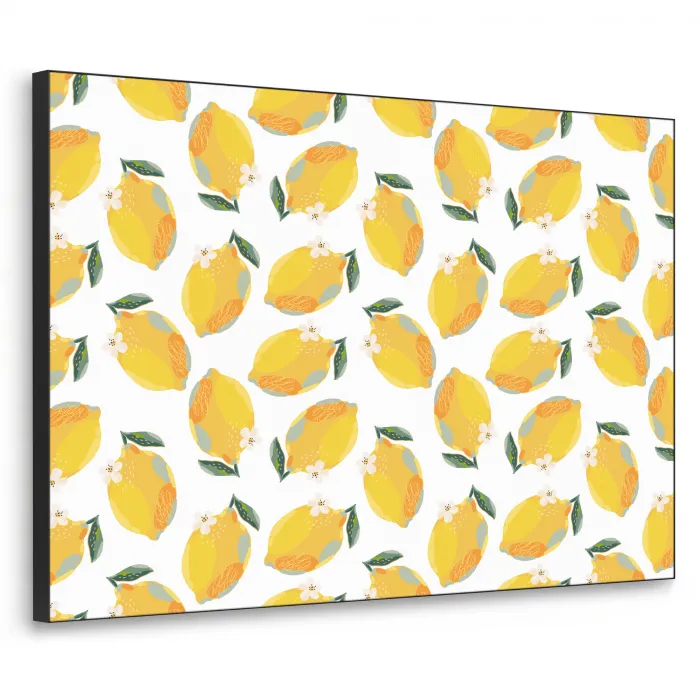 Citroenen - Wit - Bloemen - Patroon Textielframe - compleet frame klein 947 -3d