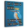 Vogel - Decoratie - Ijsvogel - Blauw Textielframe - compleet frame klein -3d
