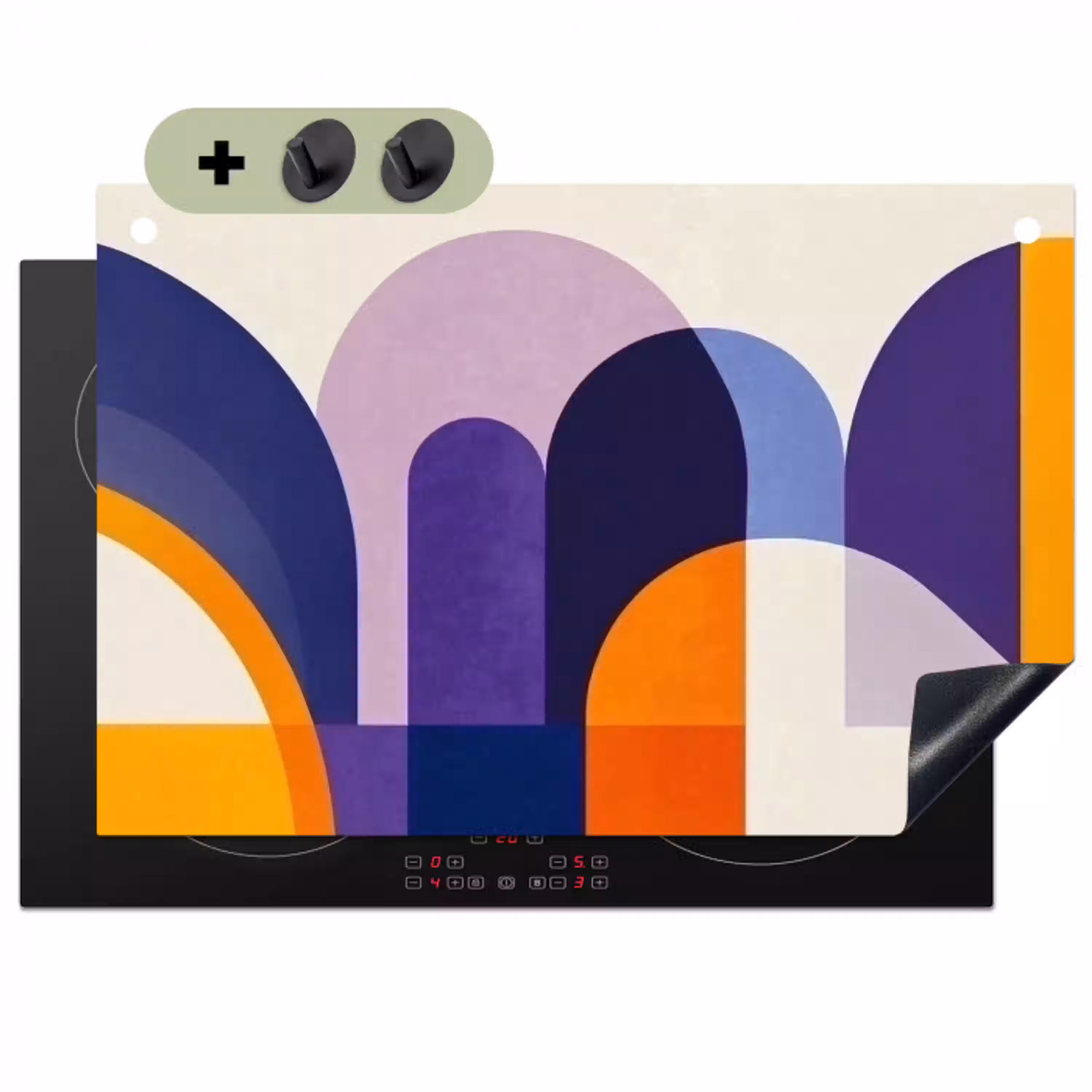 Vormen - Abstract - Grafisch - Oranje Inductie beschemer met haakjes klein -3d