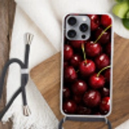 Rood - Fruit - Kersen Hoesje iPhone 16 Pro Max met koord klein -sfeer4