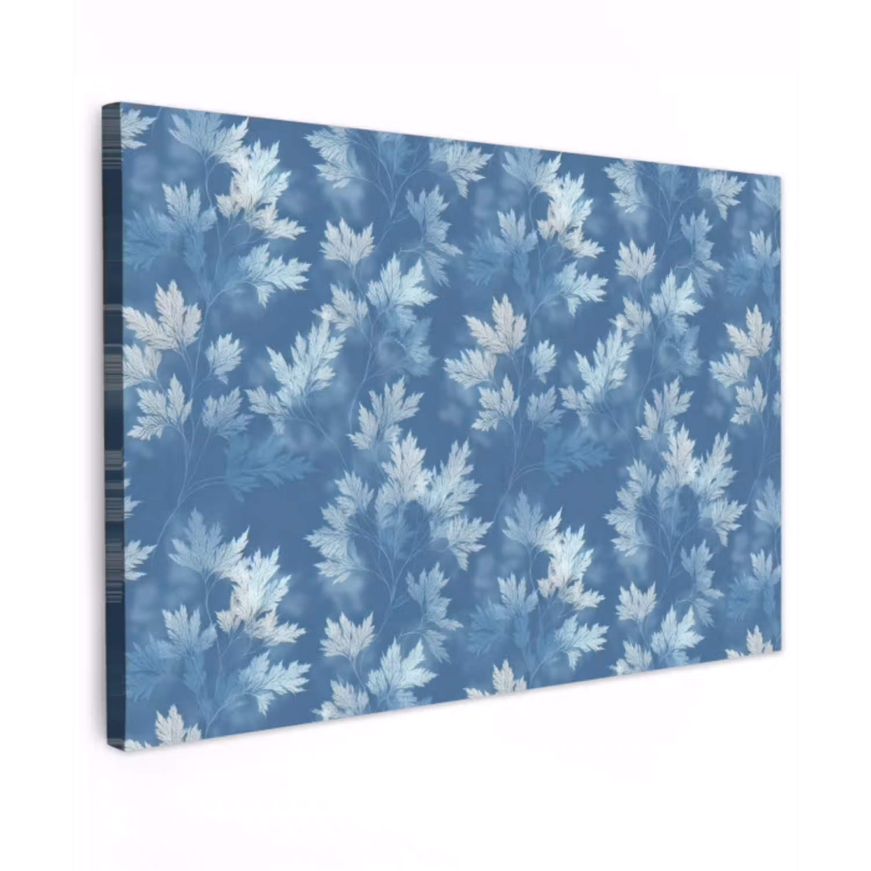 Varen - Botanisch - Patroon - Grijsblauw canvas 2cm klein 34 -z3d