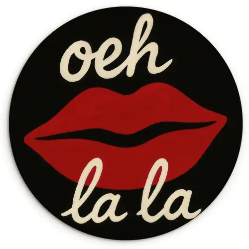 Lip - Rood - Quote Wandcirkel kunststof plaat 5mm dik klein -3d