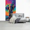 Olifant - Kleurrijk - Lucht - Abstract fotobehang vinyl groot -slaapkamer