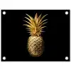 Ananas - Zwart - Goud - Luxe tuinposter los doek klein -3d