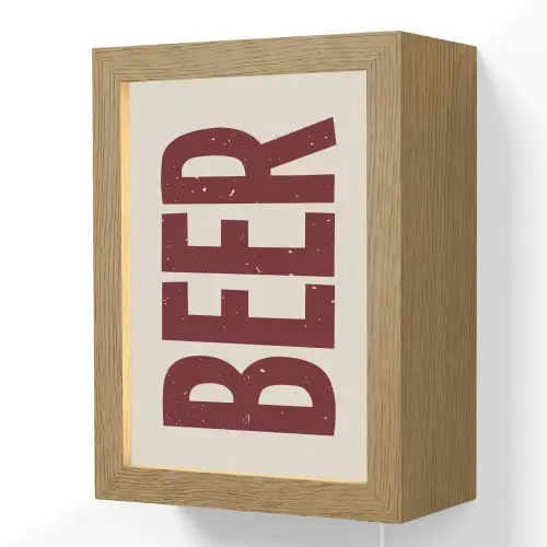 Japandi - Beer - Red - Retro Light Box met kabel (Wandlamp) klein -3d