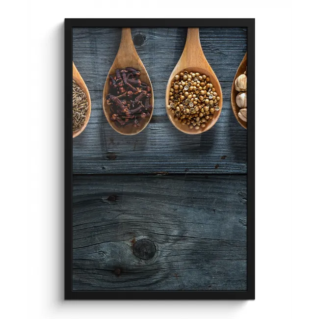 Photo Frame - Spices - Spoons - Wood - Kitchen - Spices - Industrial