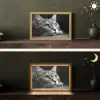 Kat - Zwart - Wit - Dieren - Natuur Light Box met kabel (Tafellamp) klein -sfeer3