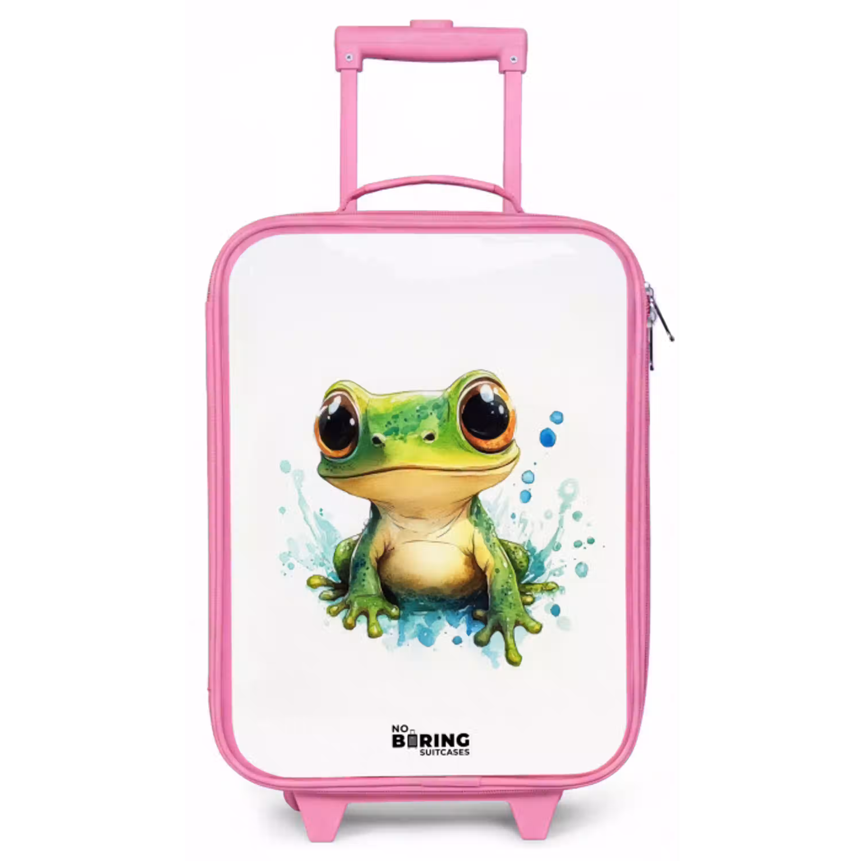 Groene kikker met grote ogen op witte achtergrond Kinderkoffer - Roze klein -zz3dotto