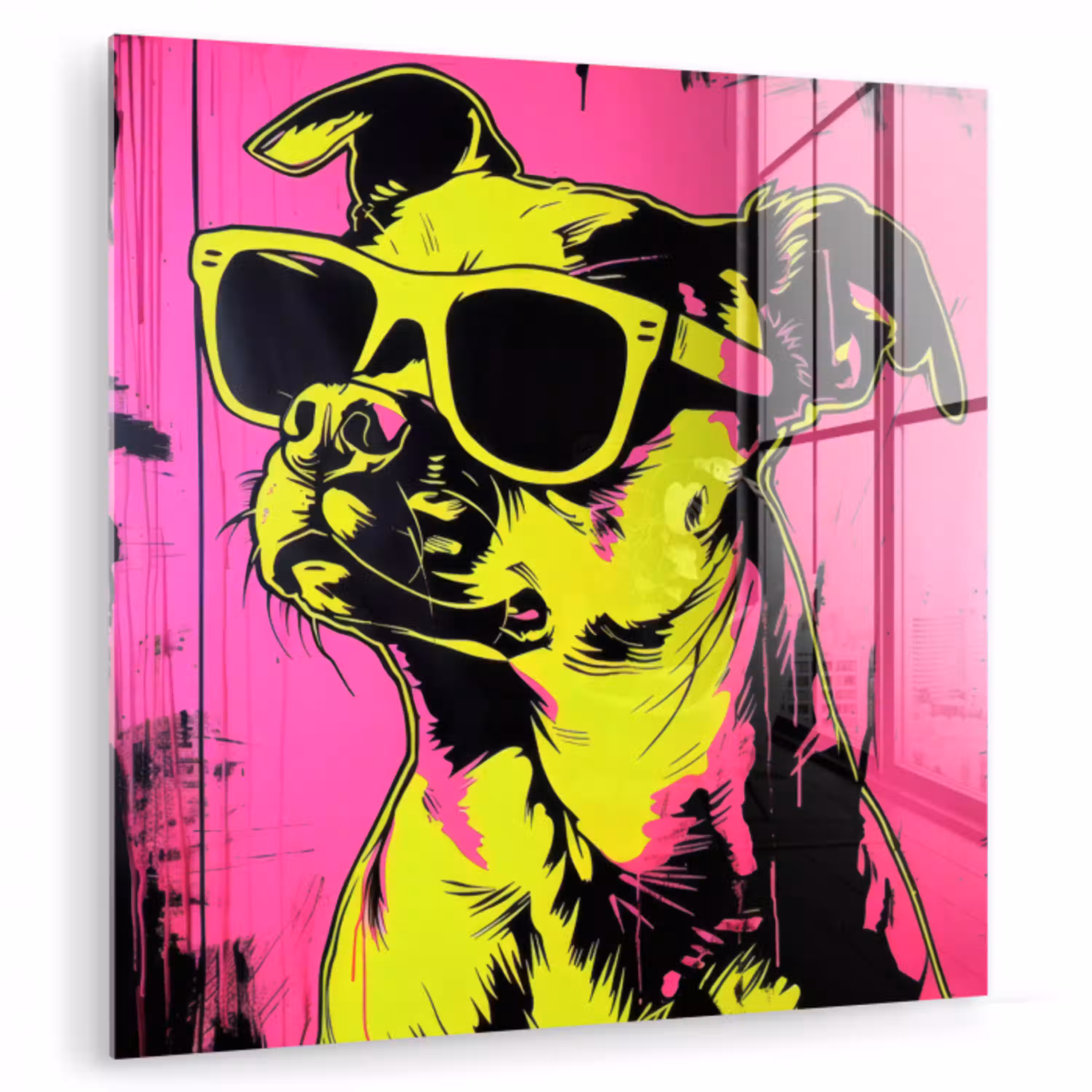Hond - Zonnebril - Roze - Art plexiglas 5mm klein -zzzproduct_nieuw
