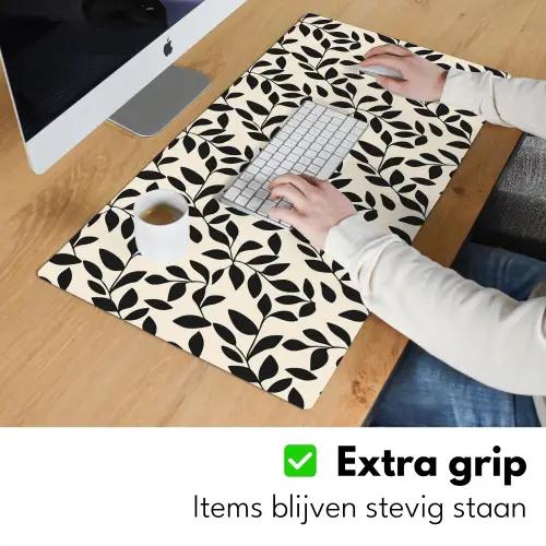 Elegant - Patroon - Zwart - Beige Muismat XXL klein 681 -sfeer3