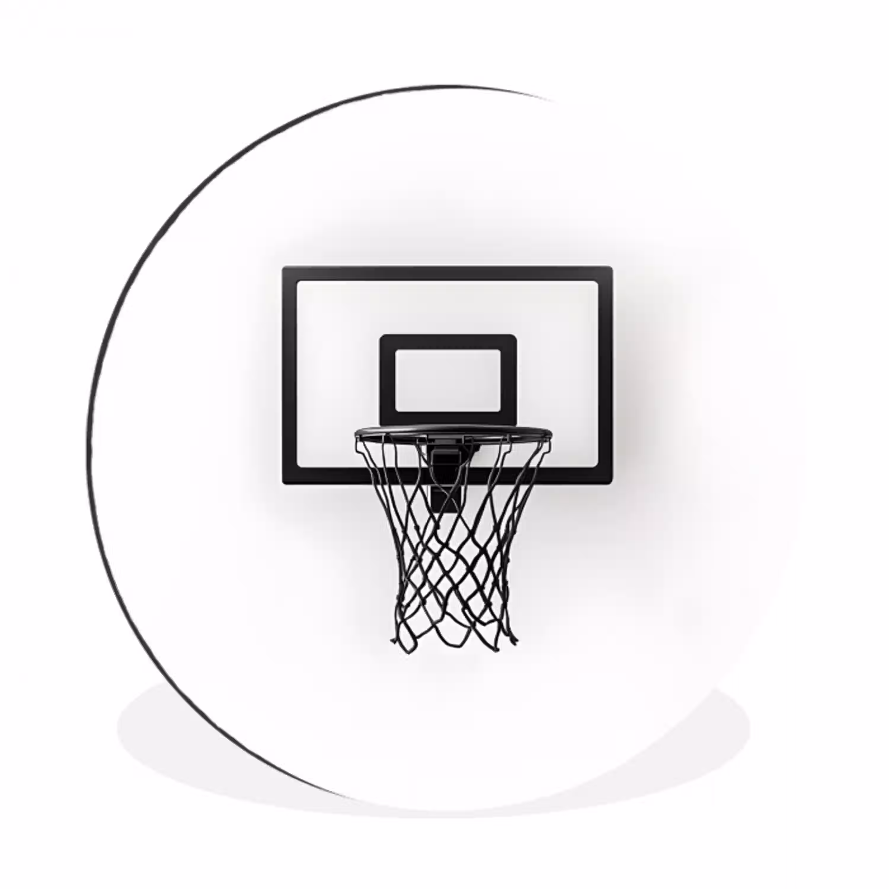 Basketbalbord - Minimalistisch - Zwart Wandcirkel aluminium klein -3d