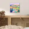 Landschap - Paars - Pastel - Huizen aluminium wit klein -sfeer3