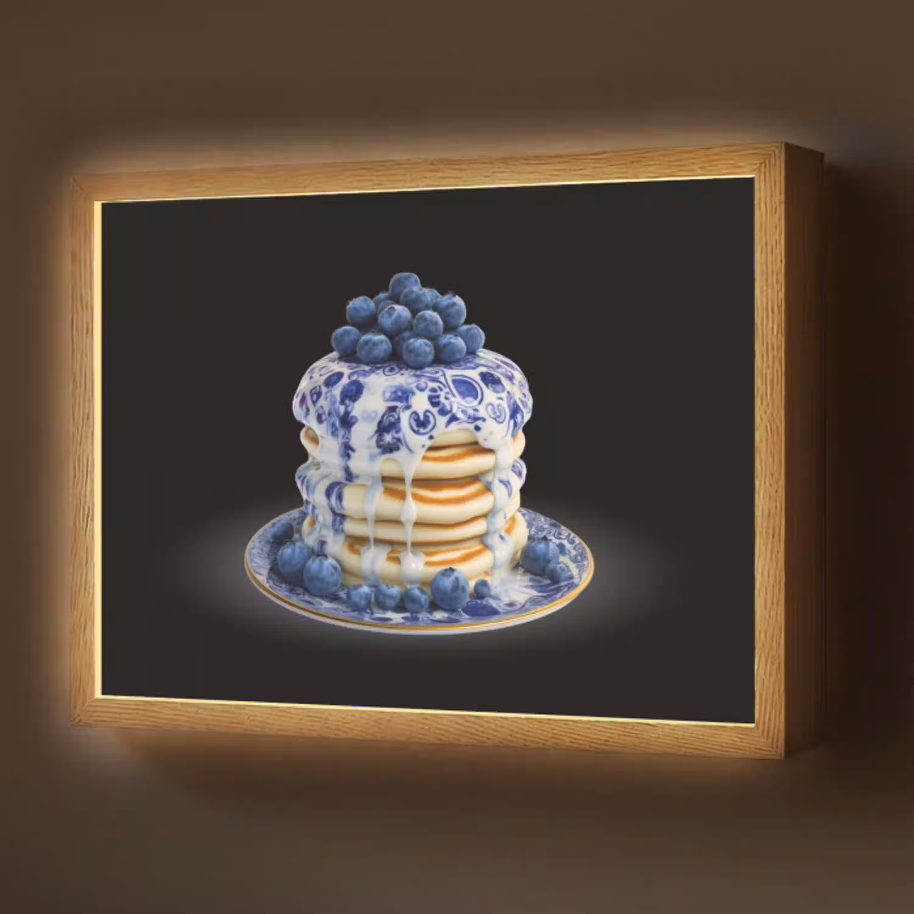Pannenkoeken - Blauwe Bessen - Bord Light Box met batterij (Wandlamp) middel -z3d_website