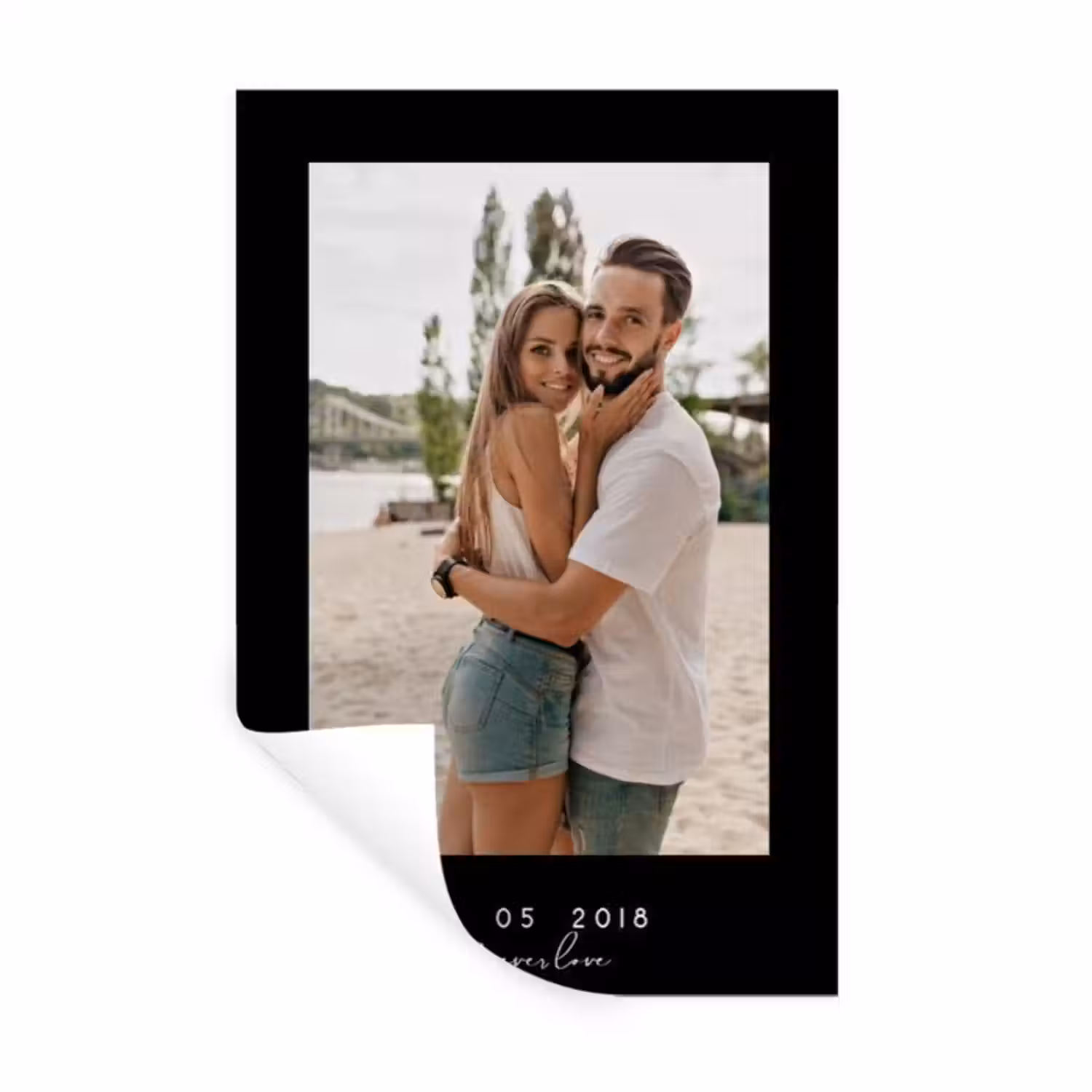 Gepersonaliseerde muursticker - Forever Love - Zwarte Border