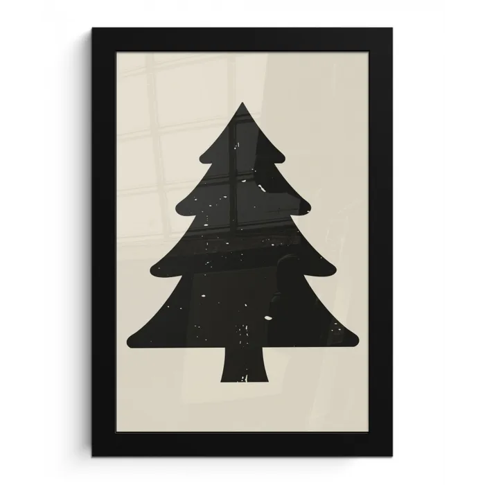 Kerstboom - Zwarte kerstboom - Boom - Japandi fotolijst zwart zonder passe partout klein -3d