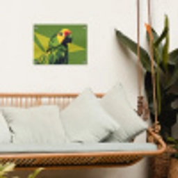Papegaai - Groen - Snavel - Abstract tuinposter los doek klein -sfeer7