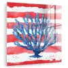 Koraal - Verfstructuur - Rood - Blauw plexiglas 5mm klein -zzzproduct_nieuw