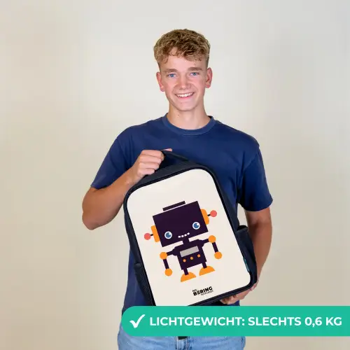 Zwarte robot met oranje accenten Rugzak - Zwart middel -sfeer7_NL