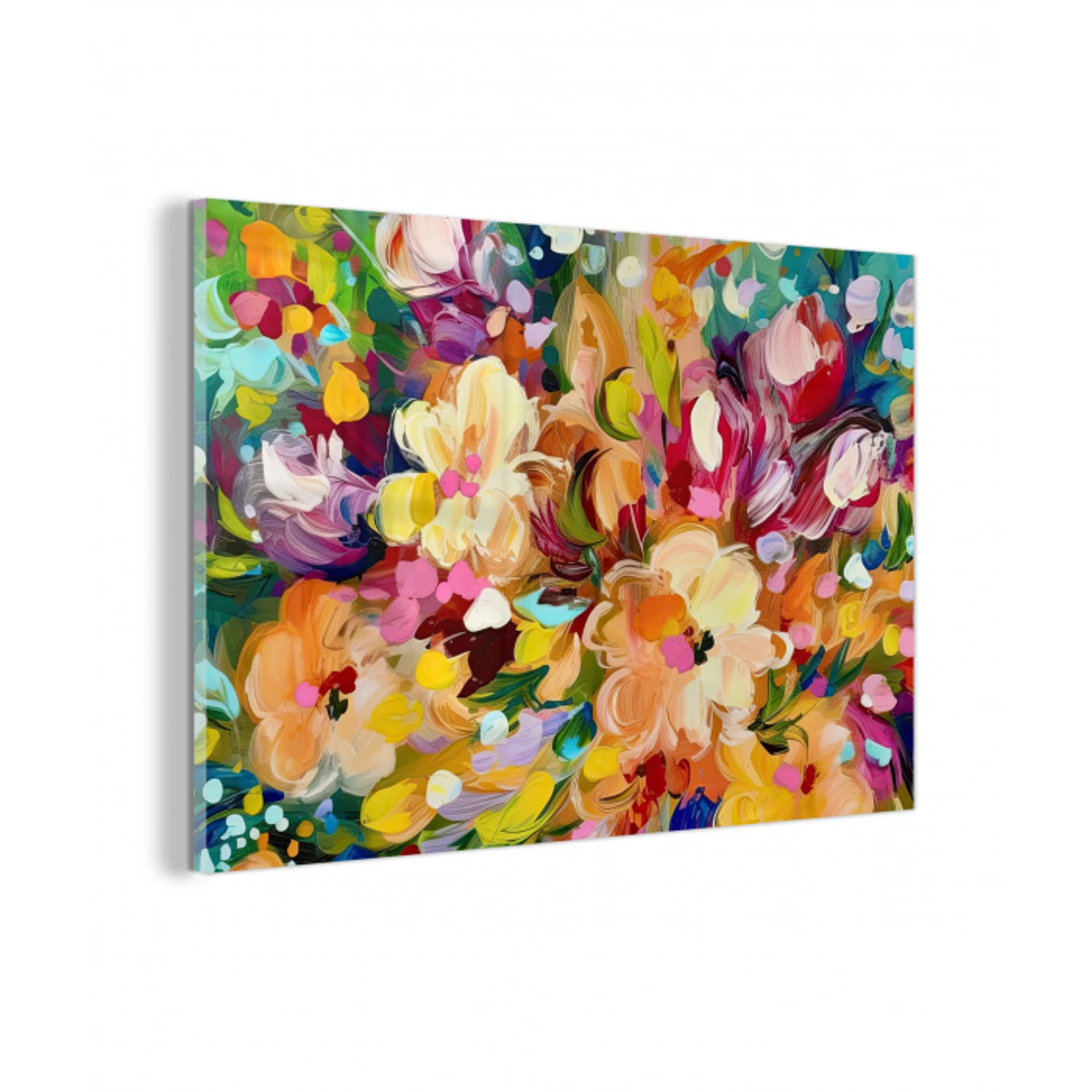 Schilderij - Olieverf - Bloemen - Regenboog plexiglas 5mm klein -z3d