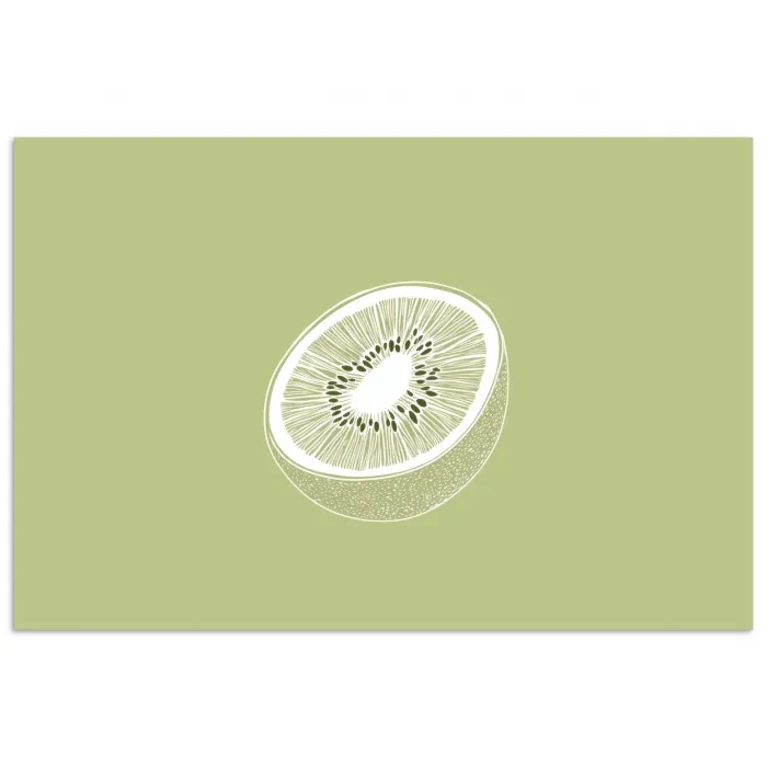 Kiwi - Lijntekening - Minimalistisch - Groen poster papier klein -3d