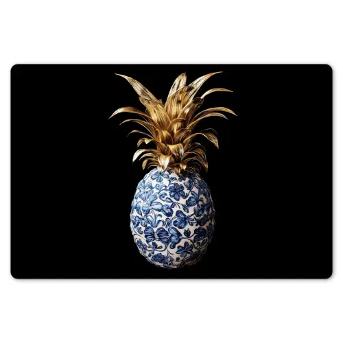 Ananas - Bloemen patroon - Goud - Delftsblauw Placemat vinyl groot -zzsfeer1_Kitchenyeah-website