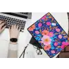 Bloemen - Blauw - Roze laptophoes neopreen klein -bureau