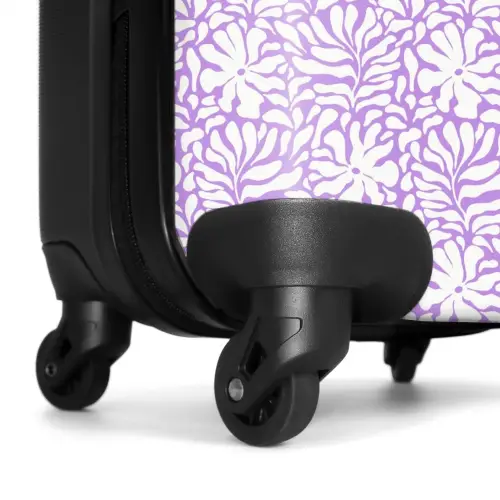 Bloemen en bladeren op paarse achtergrond NBS - Handbagage koffer - Volwassenen Unisex middel -wiel