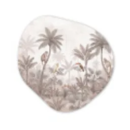 Jungle - Dieren - Palmbomen Wandcirkel Organisch Aluminium middel -3d